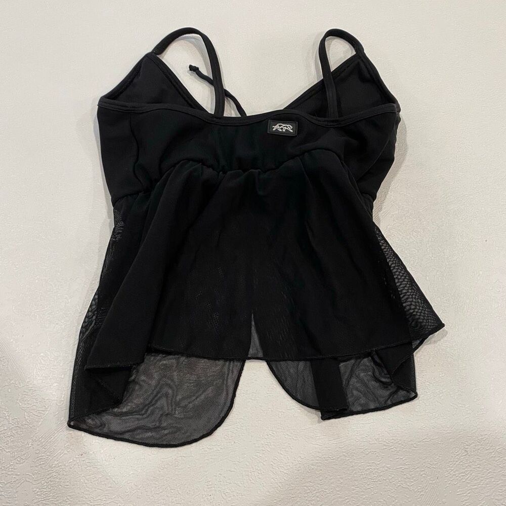 Tiger Friday Black Mesh Peplum Dance Top Adult Small Ballet Y2K - Picture 3 of 6